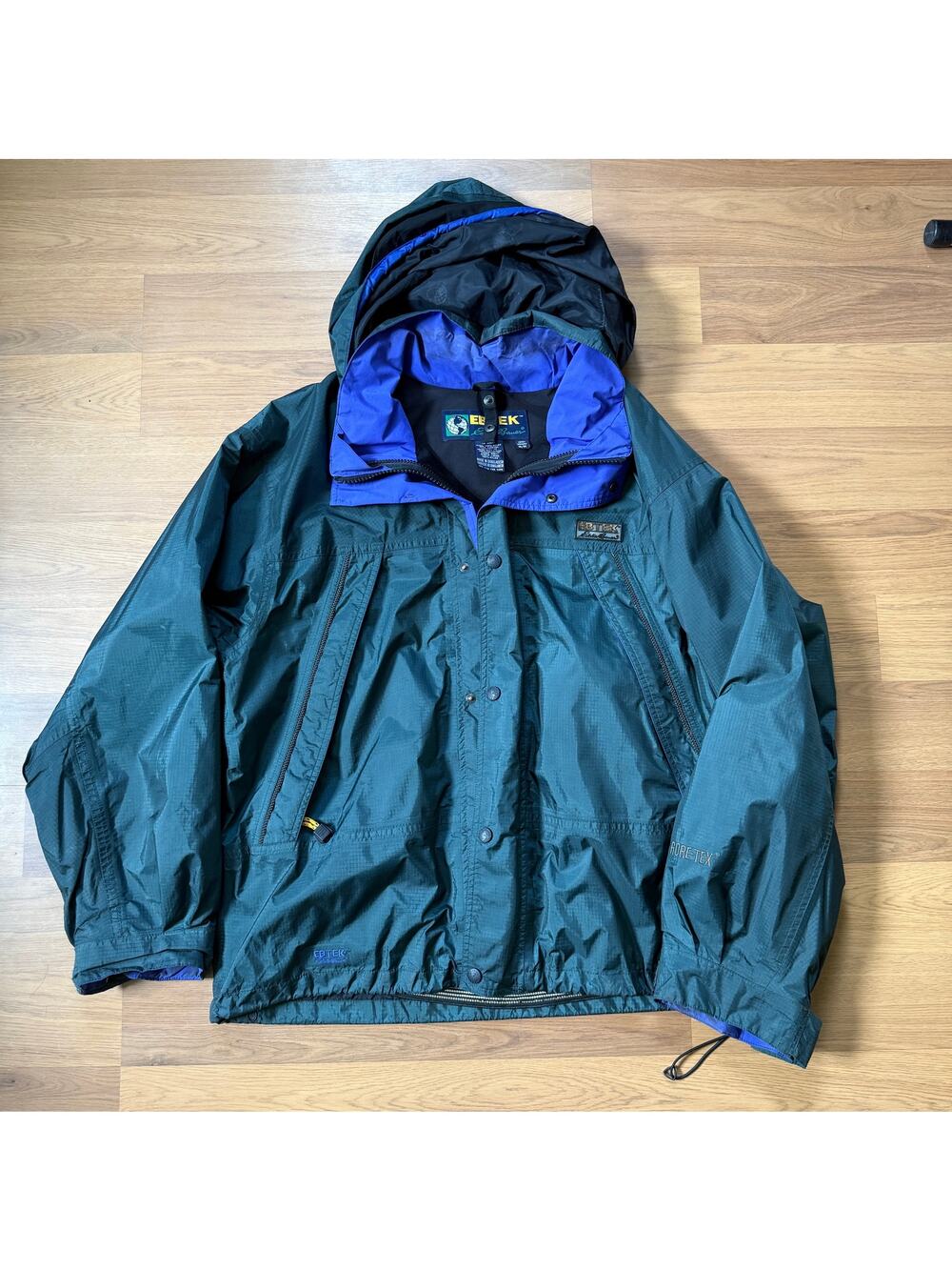 Men's Vintage 90's Eddie Bauer Ebtek Gore-Tex Green Shell Parka Jacket Sz Medium